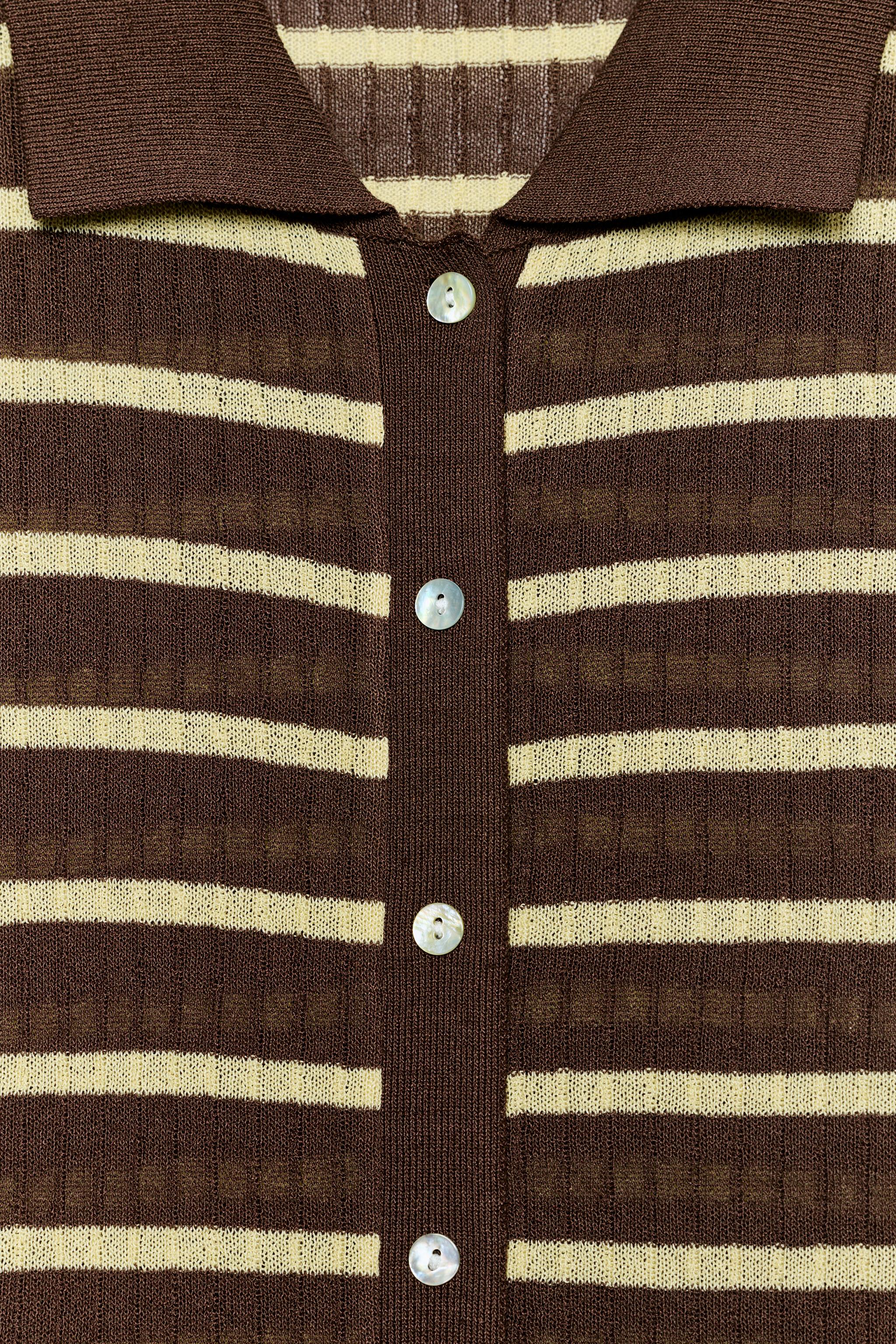 STRIPED POLO NECK TOP